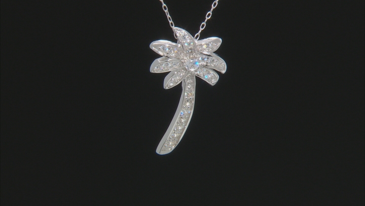 White Cubic Zirconia Rhodium Over Sterling Silver Pendant With Chain .45ctw Video Thumbnail