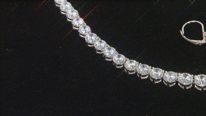 Cubic Zirconia Rhodium Over Silver Bracelet, Earrings And Necklace Set 102.30ctw Video Thumbnail