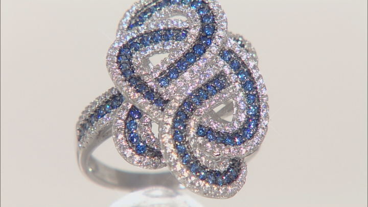 Blue And White Cubic Zirconia Rhodium Over Silver Ring 2.45ctw Video Thumbnail