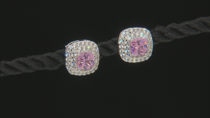 Pink And White Cubic Zirconia Rhodium Over Sterling Silver Jewelry Set 11.10ctw Video Thumbnail