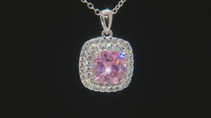 Pink And White Cubic Zirconia Rhodium Over Sterling Silver Jewelry Set 11.10ctw Video Thumbnail