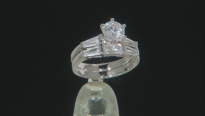 White Cubic Zirconia Rhodium Over Sterling Silver Ring With Band 1.98ctw Video Thumbnail
