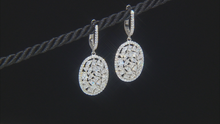 White Cubic Zirconia Rhodium Over Sterling Silver Earrings 7.50ctw Video Thumbnail