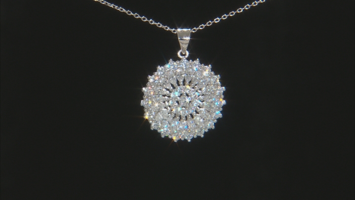 White Cubic Zirconia Rhodium Over Sterling Silver Pendant With Chain 3.59ctw Video Thumbnail