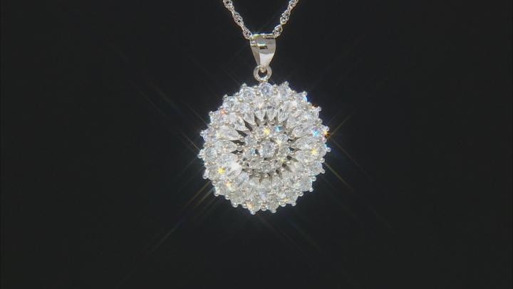 White Cubic Zirconia Rhodium Over Sterling Silver Pendant With Chain 3.59ctw Video Thumbnail