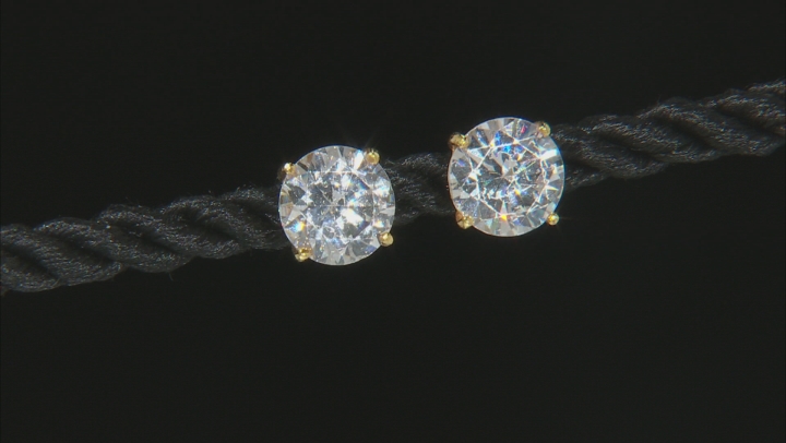 White Cubic Zirconia 18K Yellow Gold Over Silver Earrings Set 13.84ctw Video Thumbnail