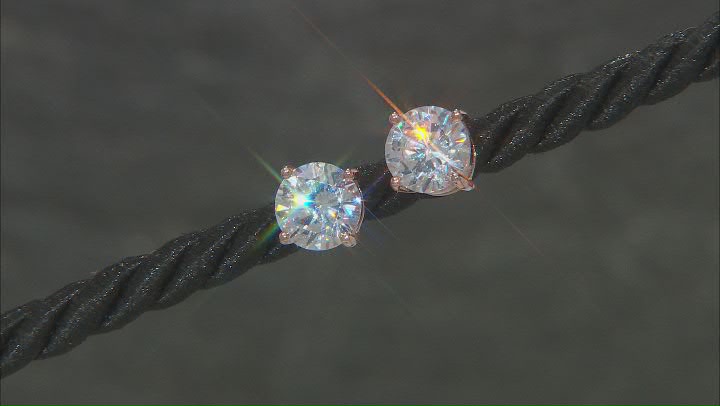 White Cubic Zirconia 18k Rose Gold Over Silver Earrings Set 13.84ctw Video Thumbnail
