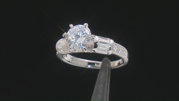 White Cubic Zirconia Rhodium Over Sterling Silver Ring With Band 4.50ctw Video Thumbnail