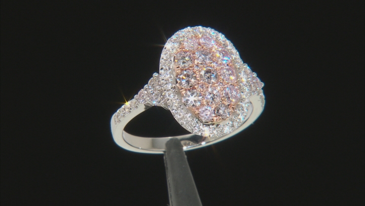 Natural Pink And White Diamond 14k Rose And White Gold Ring 1.10ctw Video Thumbnail