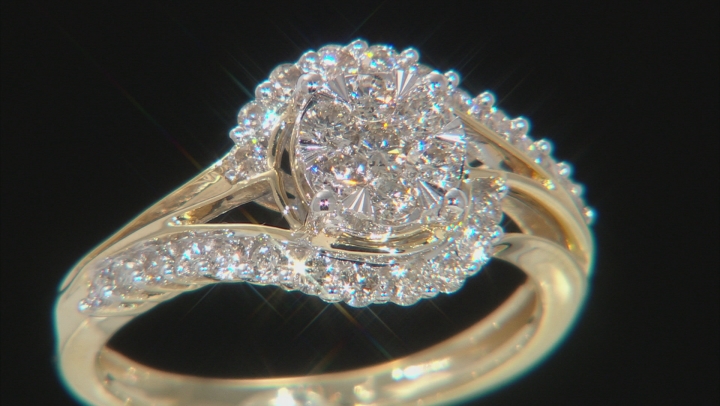 White Diamond 10K Yellow Gold Ring 0.60ctw Video Thumbnail