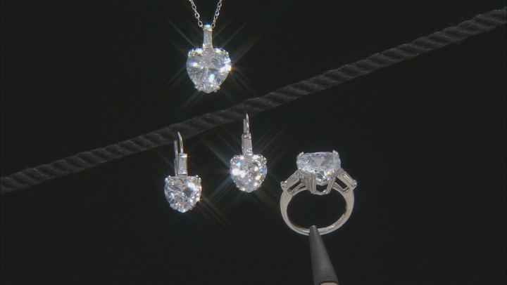 White Cubic Zirconia Rhodium Over Sterling Silver Jewelry Set 33.00ctw Video Thumbnail