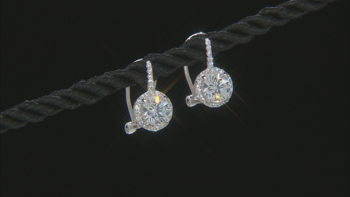White Cubic Zirconia Rhodium Over Sterling Silver Earrings Set of 3 12.35ctw Video Thumbnail