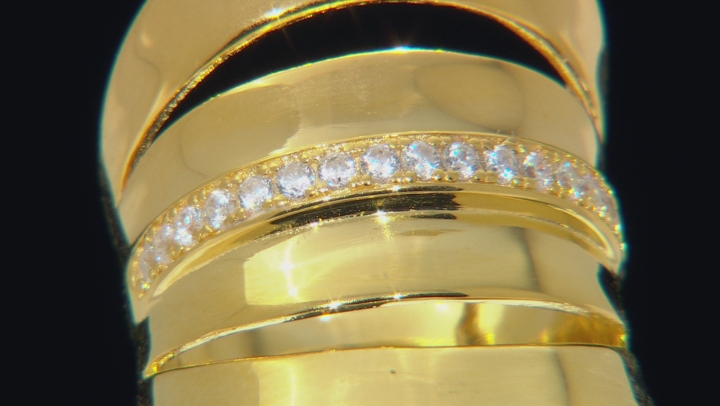 white cubic zirconia 18K Yellow Gold Over Sterling Silver Ring 0.35ctw Video Thumbnail