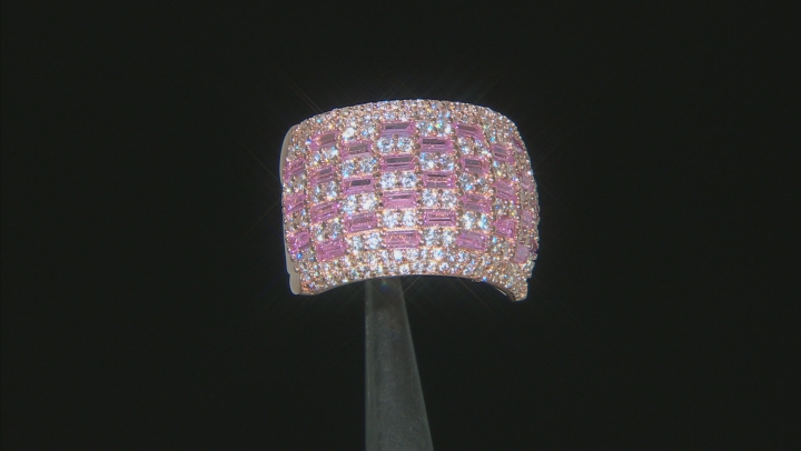 Pink and White Cubic Zirconia 18k Rose Gold Over Sterling Silver Ring 4.86ctw Video Thumbnail