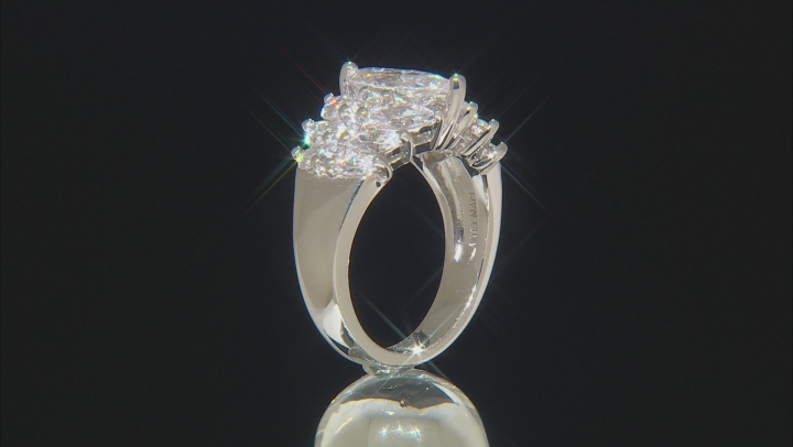 white cubic zirconia platinum over sterling silver ring 4.13ctw Video Thumbnail