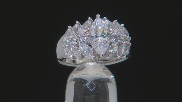 white cubic zirconia platinum over sterling silver ring 4.13ctw Video Thumbnail
