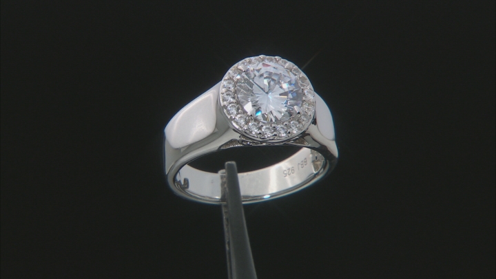 White Cubic Zirconia Platinum Over Sterling Silver Ring 2.47ctw Video Thumbnail
