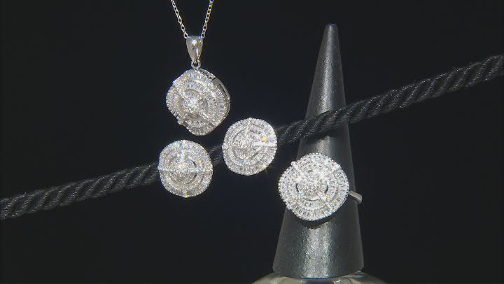 White Cubic Zirconia Rhodium Over Silver Jewelry Set 10.45ctw Video Thumbnail