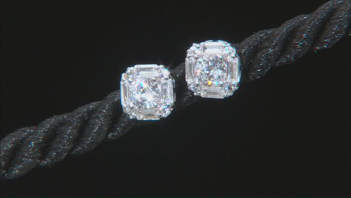 White Cubic Zirconia Rhodium Over Silver Pendant & Earrings Set 3.38ctw Video Thumbnail