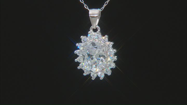 White Cubic Zirconia Rhodium Over Silver Set Of 3 Center Design Pendants With Chain Video Thumbnail