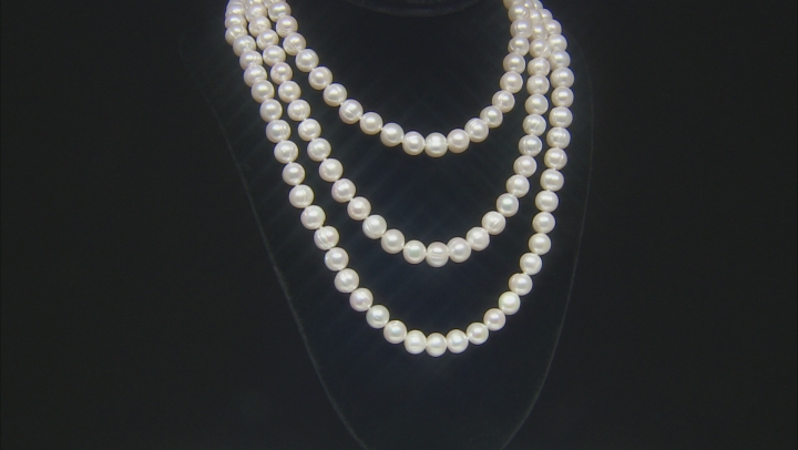 10-12mm White Cultured Freshwater Pearl Sterling Silver 18, 24, 36 inch Necklace & Earring Set Video Thumbnail