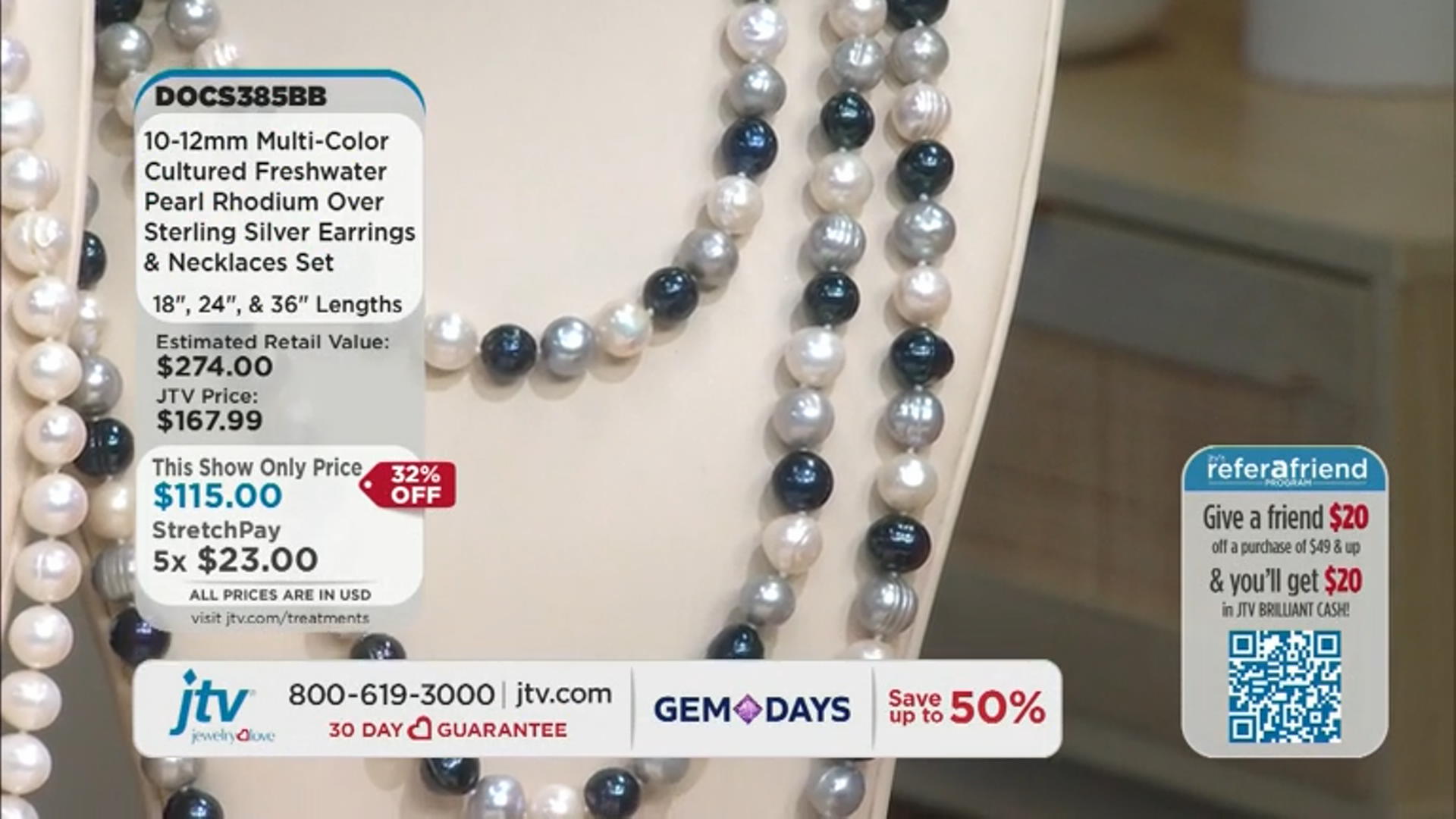 Dark Multi-Color Cultured Freshwater Pearl Sterling Silver 18, 24, 36 inch Necklace & Earring Set Video Thumbnail