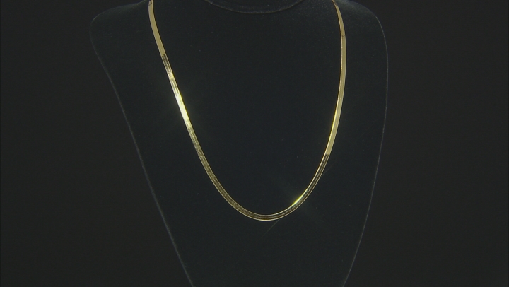 18k Yellow Gold Over Sterling Silver 3mm Herringbone Link Chain Necklace Set Of Two 18 And 20 inch Video Thumbnail