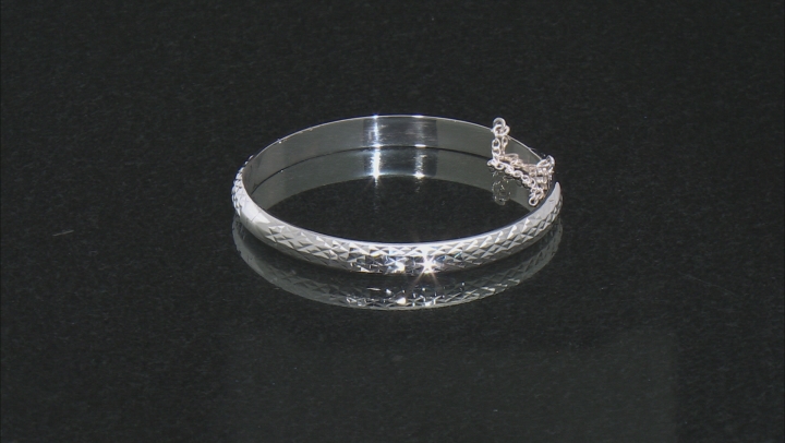 Sterling Silver Diamond Cut Hinged Bangle Bracelet Video Thumbnail