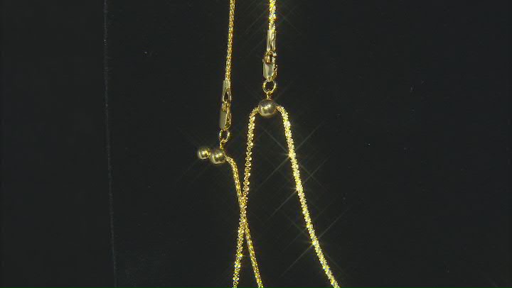 18k Yellow Gold Over Silver Criss Cross & Wheat Sliding Adjustable 24 Inch Chain Set Video Thumbnail