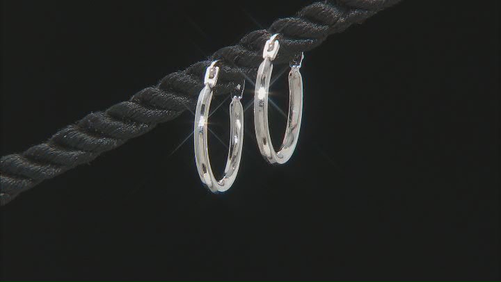 10k White Gold Tube Hoop Earrings 1.5mm Gauge Video Thumbnail