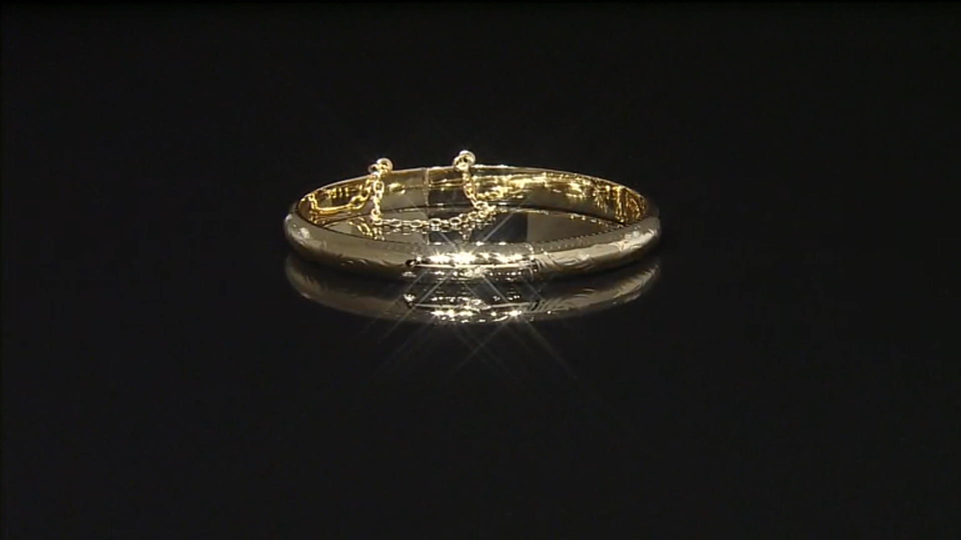 18K Yellow Gold Over Sterling Silver Diamond Cut Bangle Bracelet Video Thumbnail