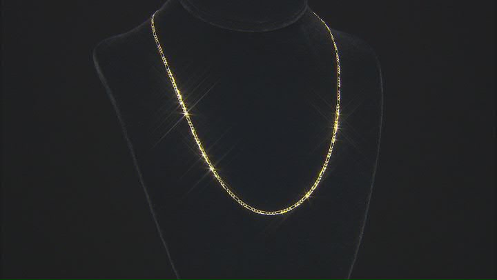 14k Yellow Gold Figaro Chain Necklace 20 inch Video Thumbnail