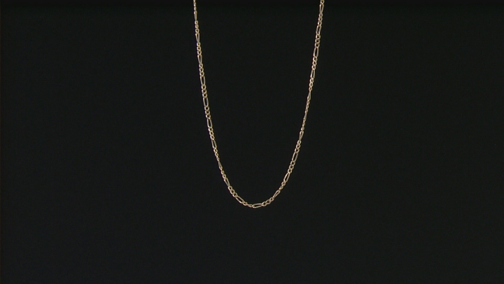 14k Yellow Gold Figaro Chain Necklace 20 inch Video Thumbnail