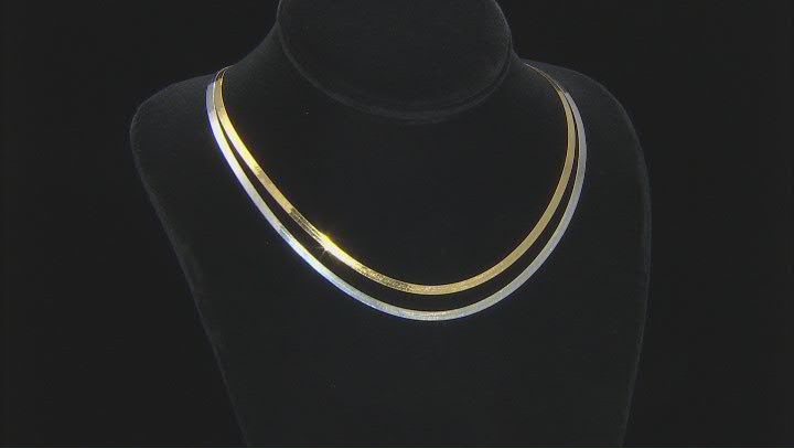 Rhodium Over Sterling Silver & 18k Yellow Gold Over Sterling Silver Herringbone Video Thumbnail