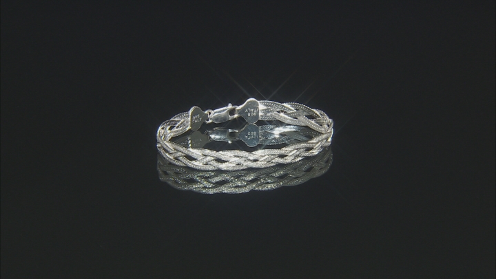 Sterling Silver Diamond Cut Braided Herringbone Bracelet Video Thumbnail