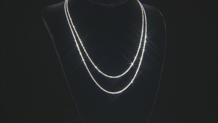 Sterling Silver Set of 2 1.5MM Mirrored Criss-Cross Chain 18 Inch and 20 Inch Necklaces Video Thumbnail