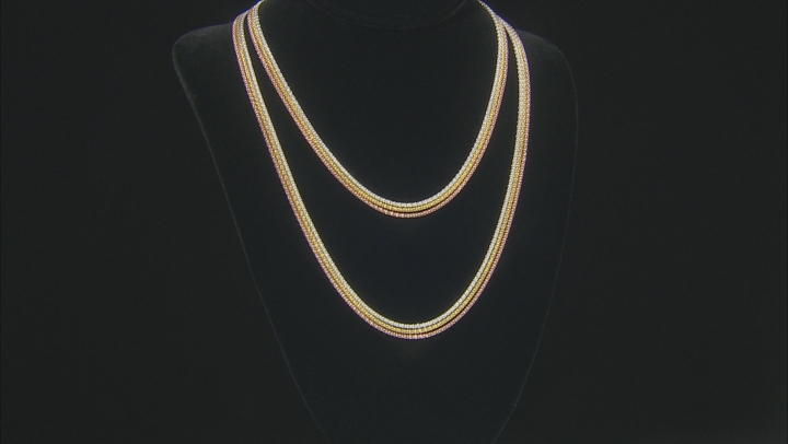 18K Yellow Gold Over Sterling Silver Popcorn Chain Necklace Set 24 & 28 Inch Video Thumbnail