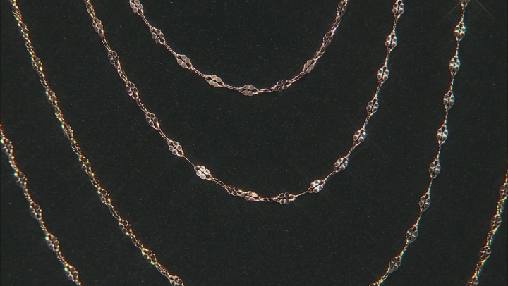18K Rose Gold Over Sterling Silver Twisted Mirror Chain Necklace Set Of 6 Video Thumbnail