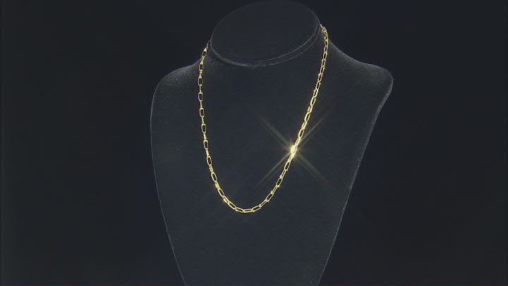 18k Yellow Gold Over Sterling Silver 3.5MM Elongated Cable Link Chain 18 Inch Necklace Video Thumbnail