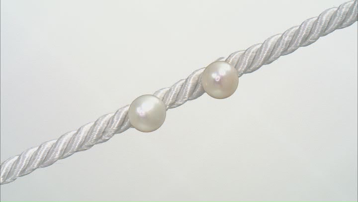 6-10mm White Cultured Freshwater Pearl Rhodium Over Sterling Silver Earring Set of 2 Video Thumbnail