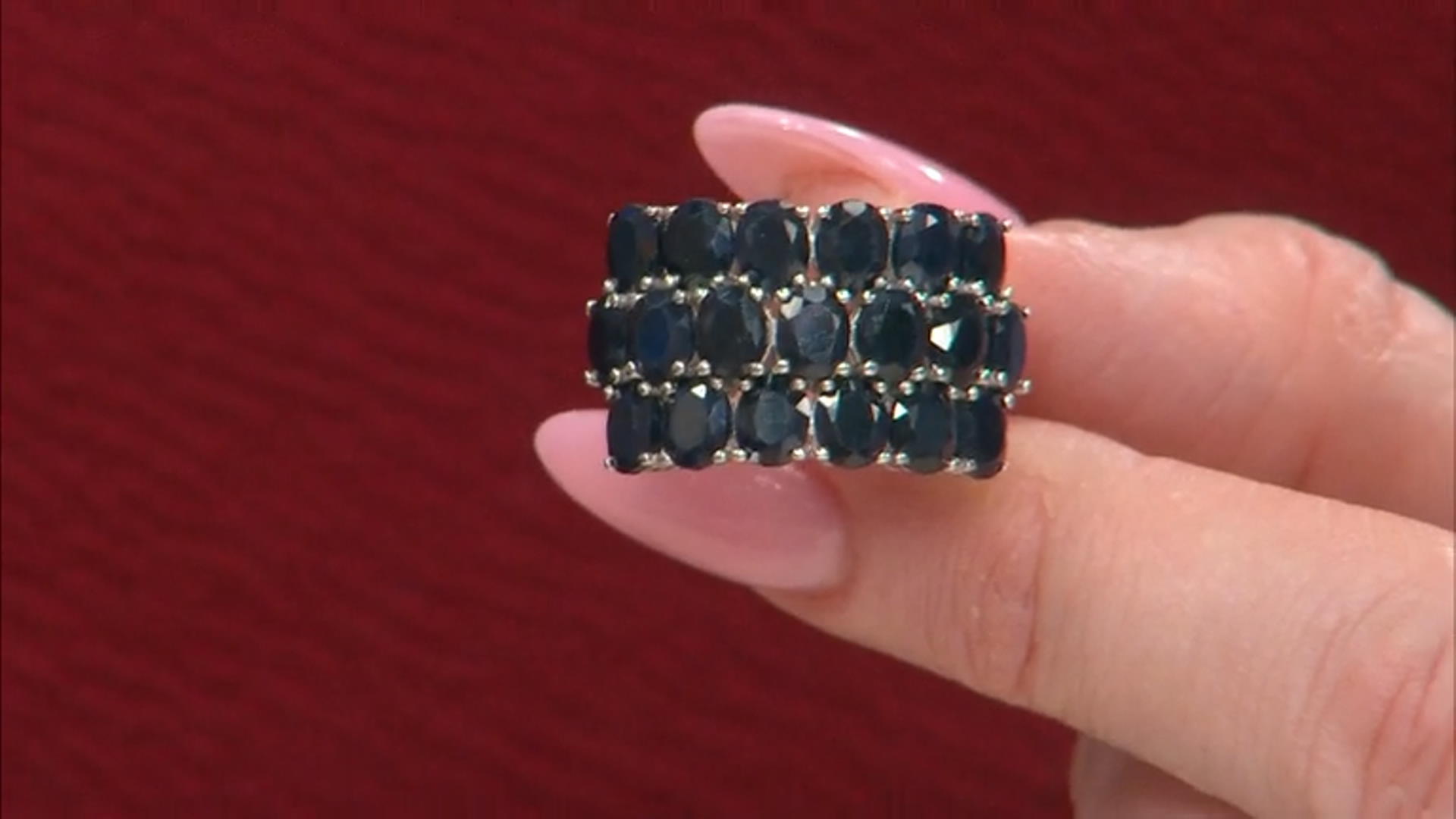 Midnight Sapphire Rhodium Over Silver Ring 9.00ctw Video Thumbnail