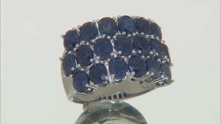 Midnight Sapphire Rhodium Over Silver Ring 9.00ctw Video Thumbnail