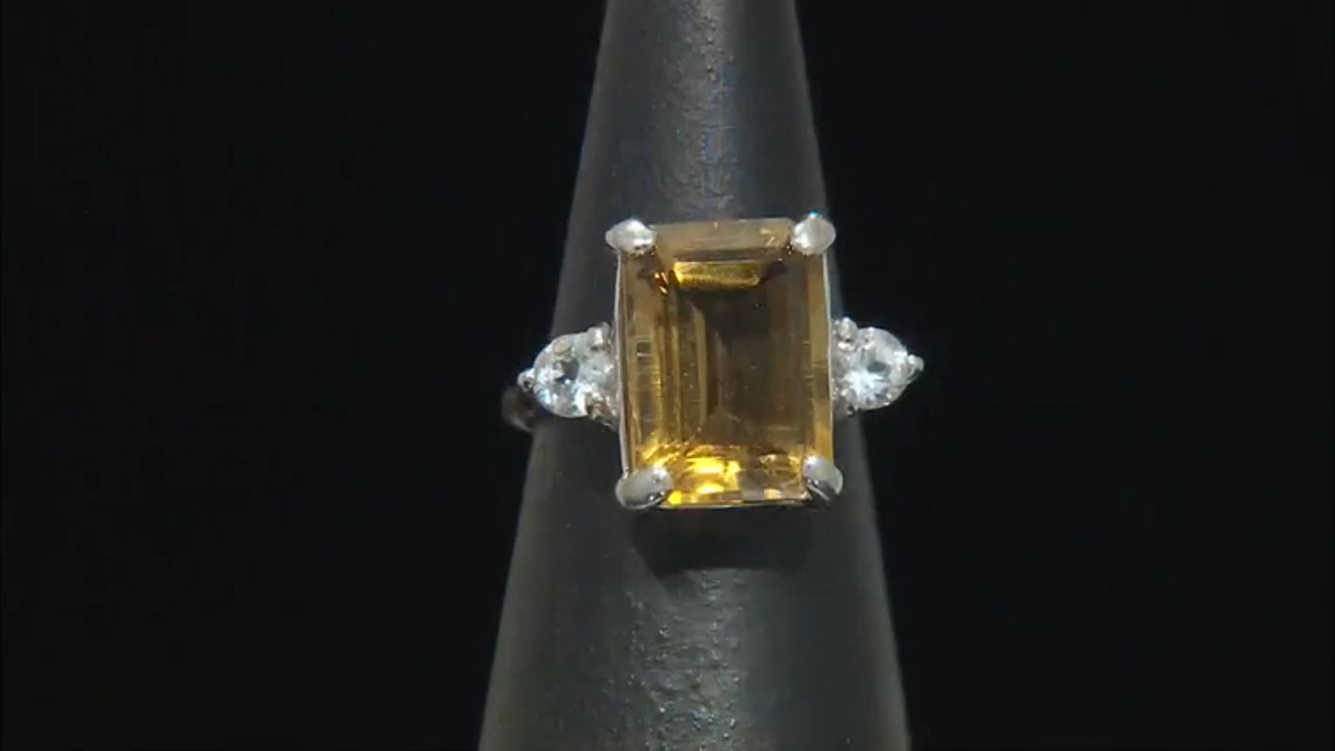 Yellow Brazilian Citrine Rhodium Over Sterling Silver Ring 8.62ctw Video Thumbnail