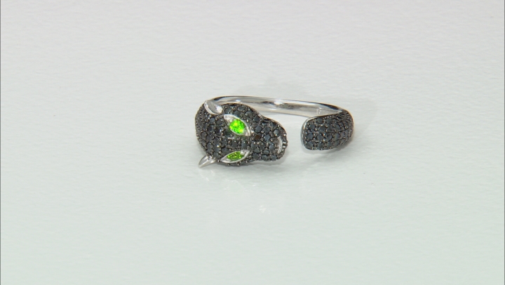 Black Spinel Rhodium Over Silver Panther Ring 1.63ctw Video Thumbnail