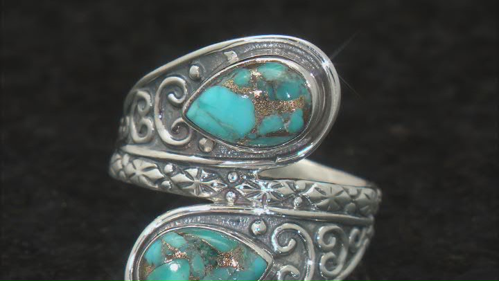 Blue Composite Turquoise Sterling Silver Ring 9x6mm Video Thumbnail