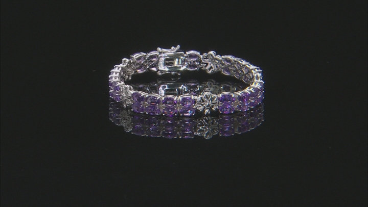 Purple African Amethyst Rhodium Over Silver Bracelet 18.00ctw Video Thumbnail