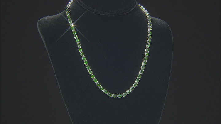 Green Chrome Diopside Rhodium Over Silver Necklace 29.47ctw Video Thumbnail