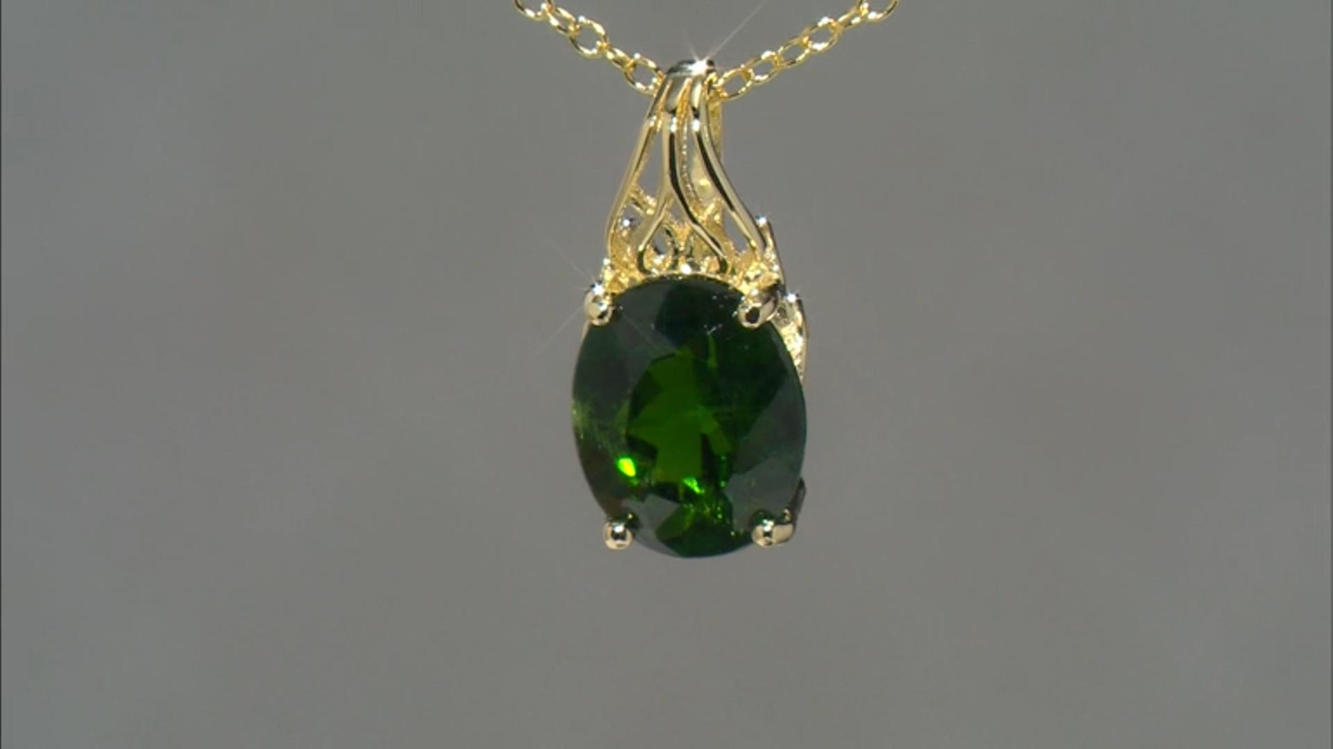 Chrome Diopside 18k Yellow Gold Over Sterling Silver Pendant with Chain 2.70ct Video Thumbnail