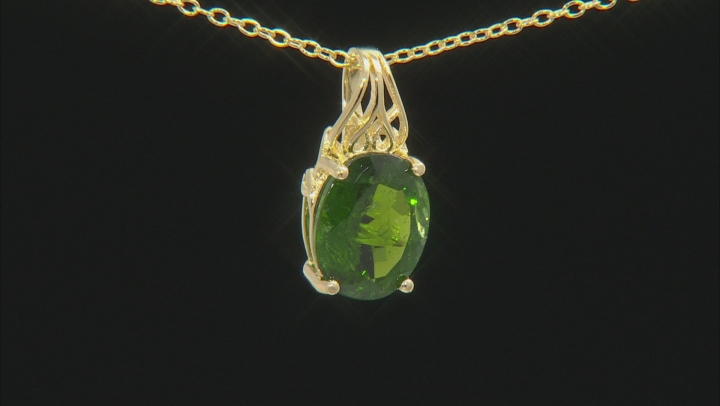 Chrome Diopside 18k Yellow Gold Over Sterling Silver Pendant with Chain 2.70ct Video Thumbnail
