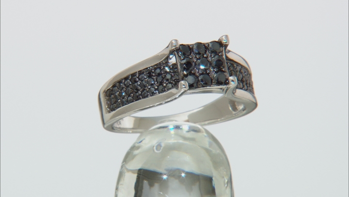 Black Spinel Rhodium Over Silver Ring 0.82ctw Video Thumbnail